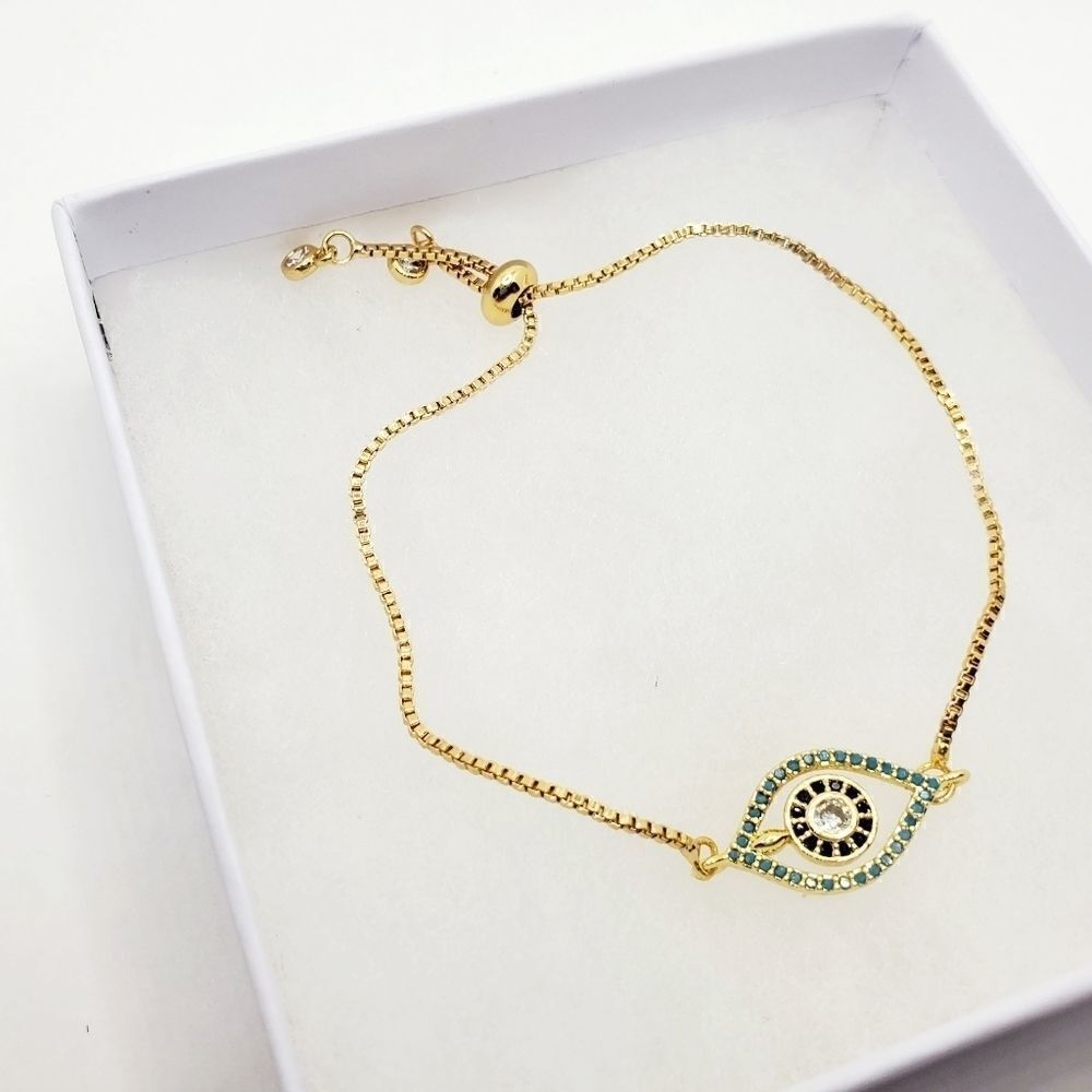 Hand Crafted Evil Eye Adjustable Slider Bracelet - Picture 13 of 14
